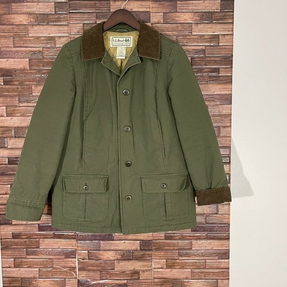 L.L. Bean Other - Vintage LL Bean Barn Coat Chore Jacket Hunting Quilt Lined Green Corduroy Mens M